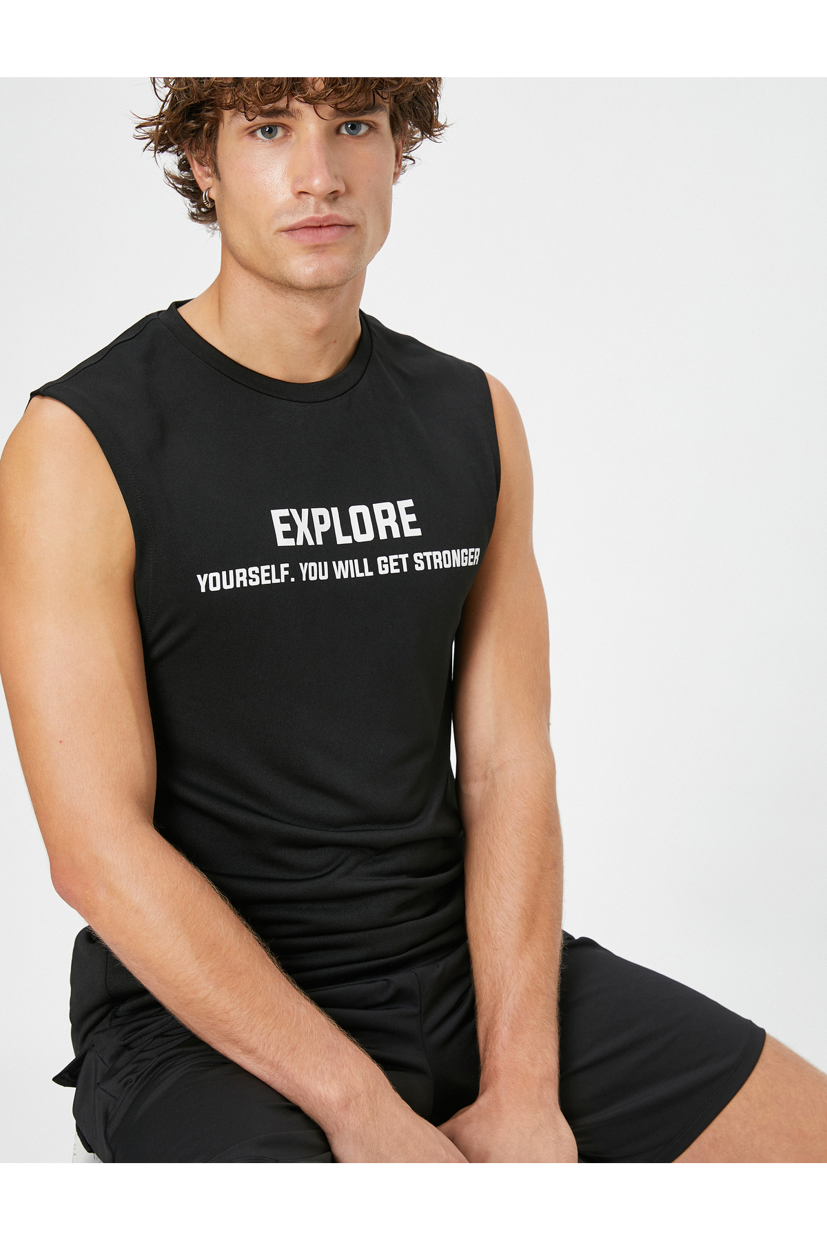 Koton Athletic Tank Top with Motto Print Crew Neck Sleeveless
