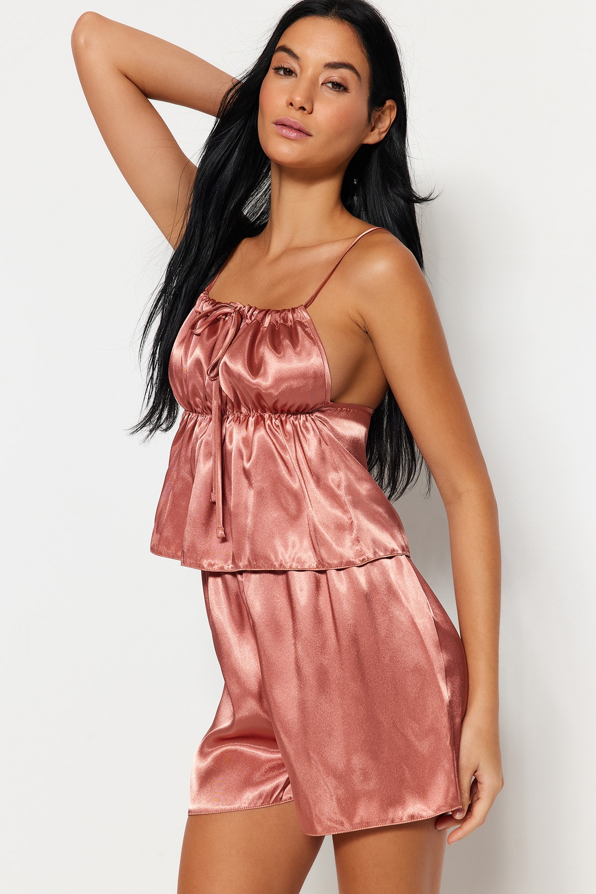 Trendyol Pajama Set - Brown - Plain