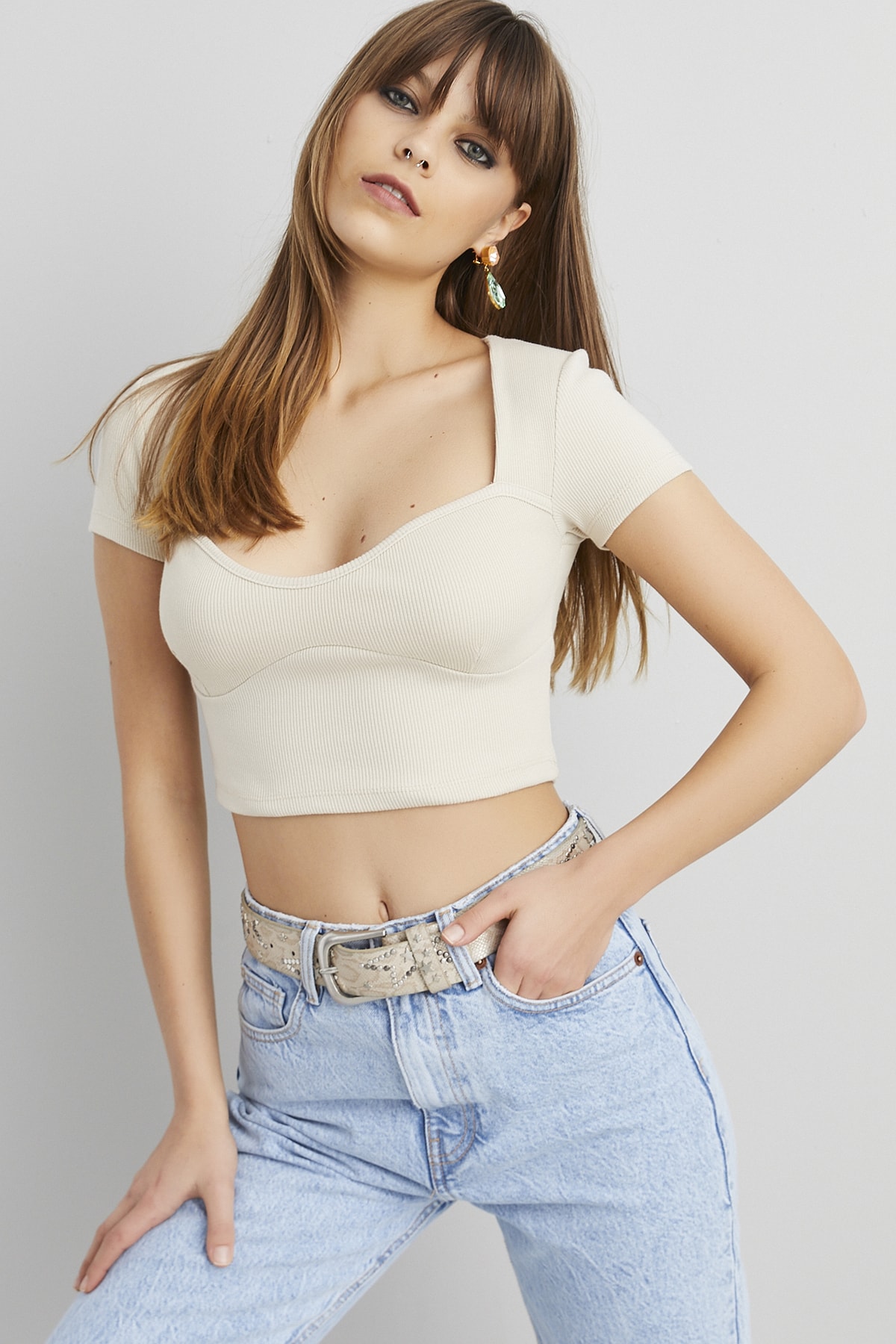 Cool & Sexy Women's Stone Camisole Crop Blouse ELT58