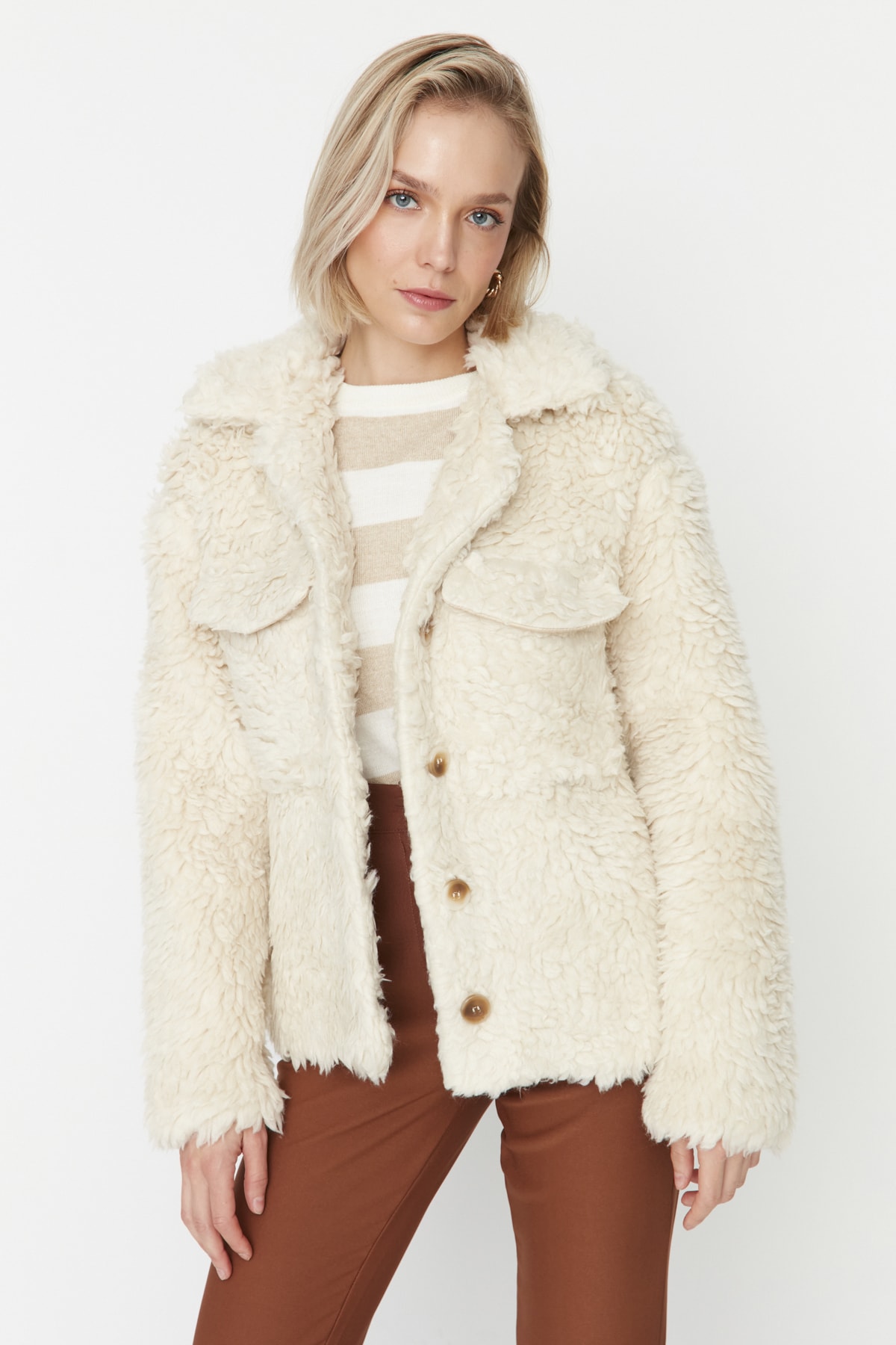 Trendyol Winter Jacket - Ecru - Puffer