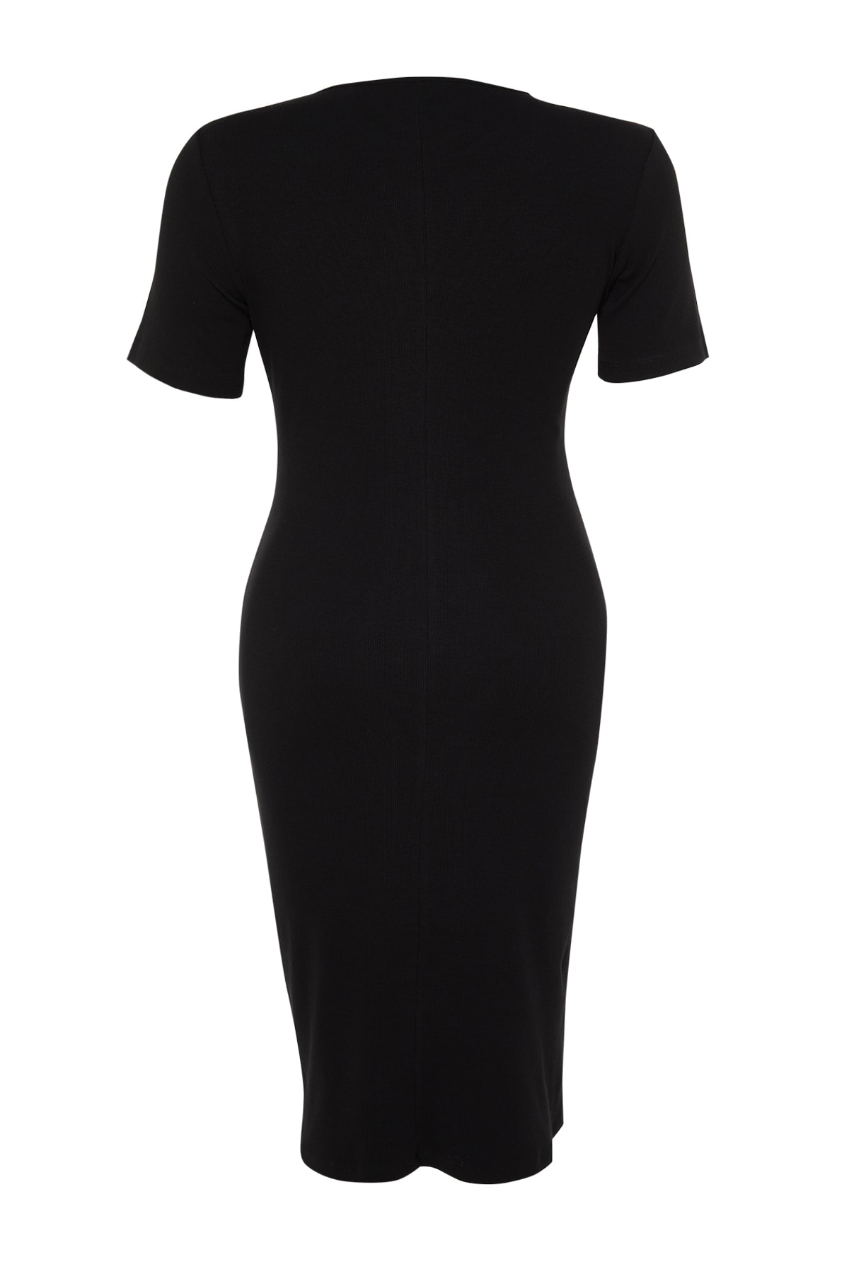 Rochie tricotată Trendyol Black Ribbed Cut-out and Slit Detailed Tricotat
