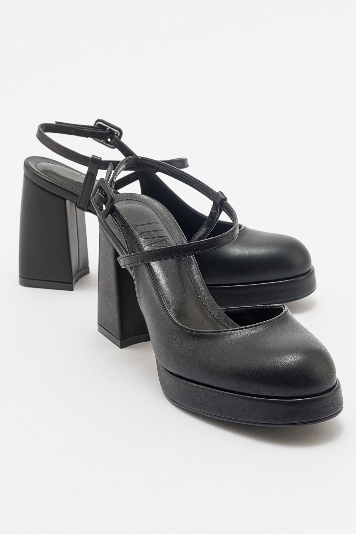 LuviShoes CAPE Black Skin Women's Platform Heeled Shoes