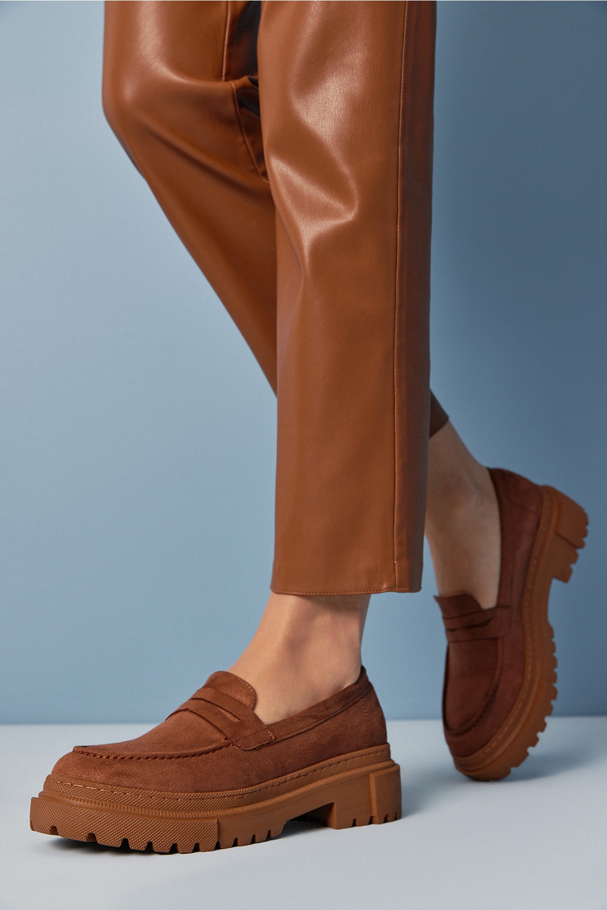 Yaya by Hotiç Loafer Shoes - Brown - Flat