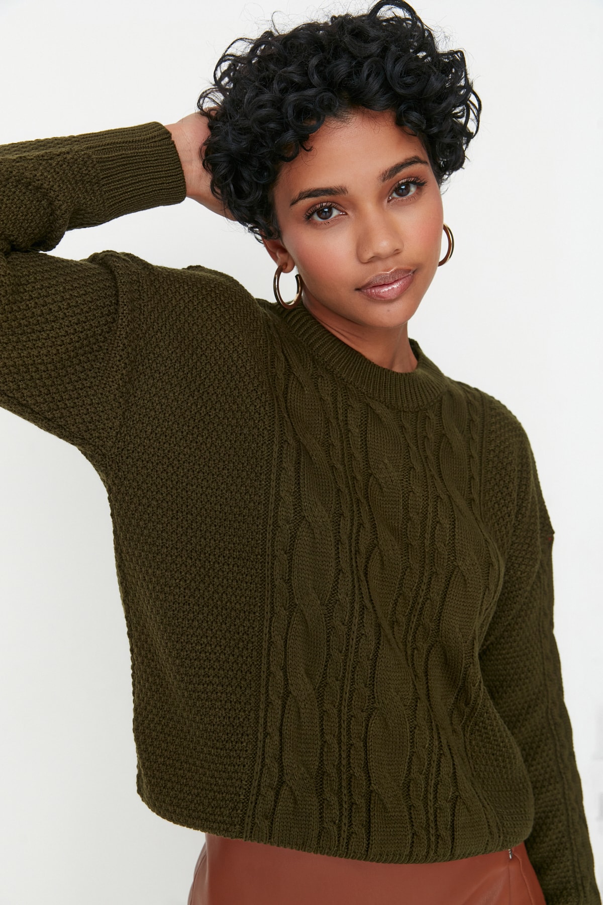Trendyol Sweater - Khaki - Regular fit