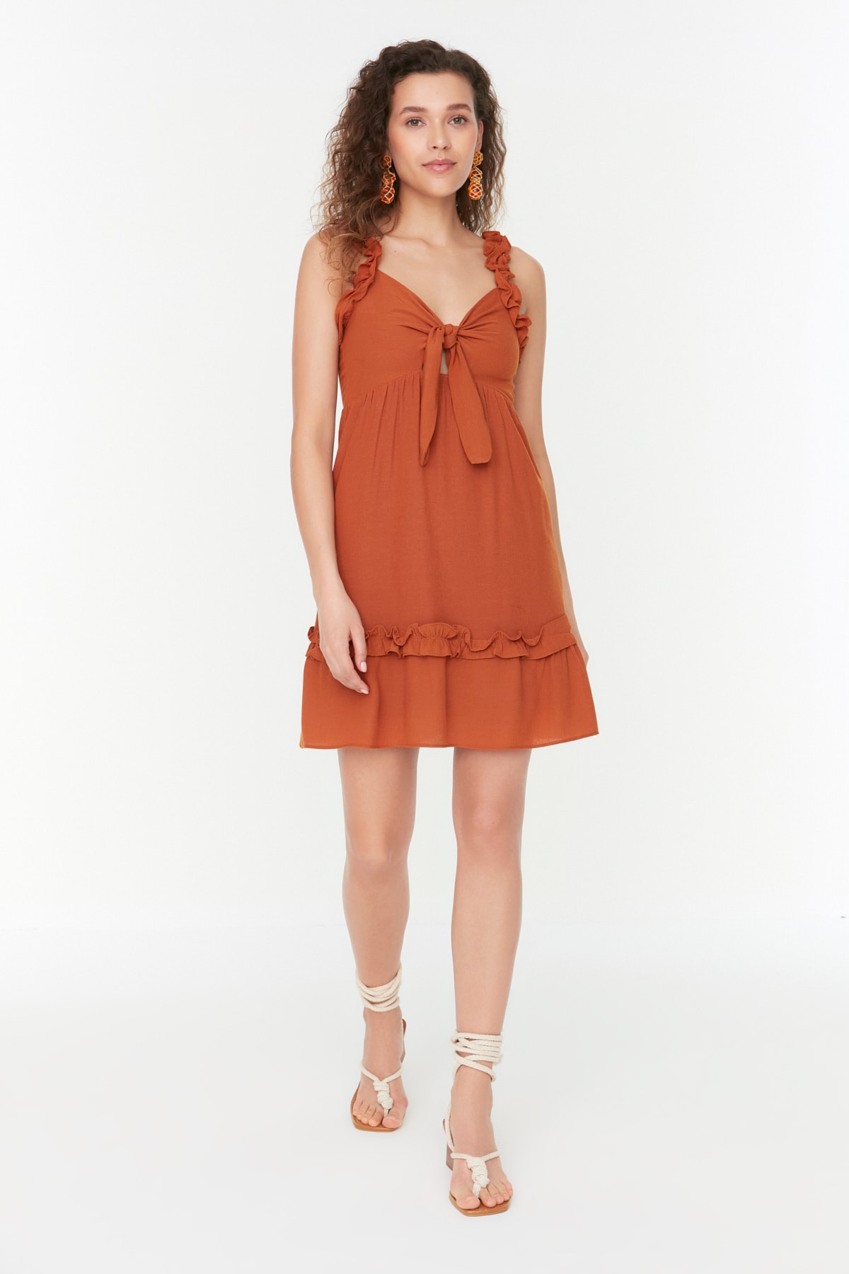 Trendyol Dress - Brown - Ruffle both