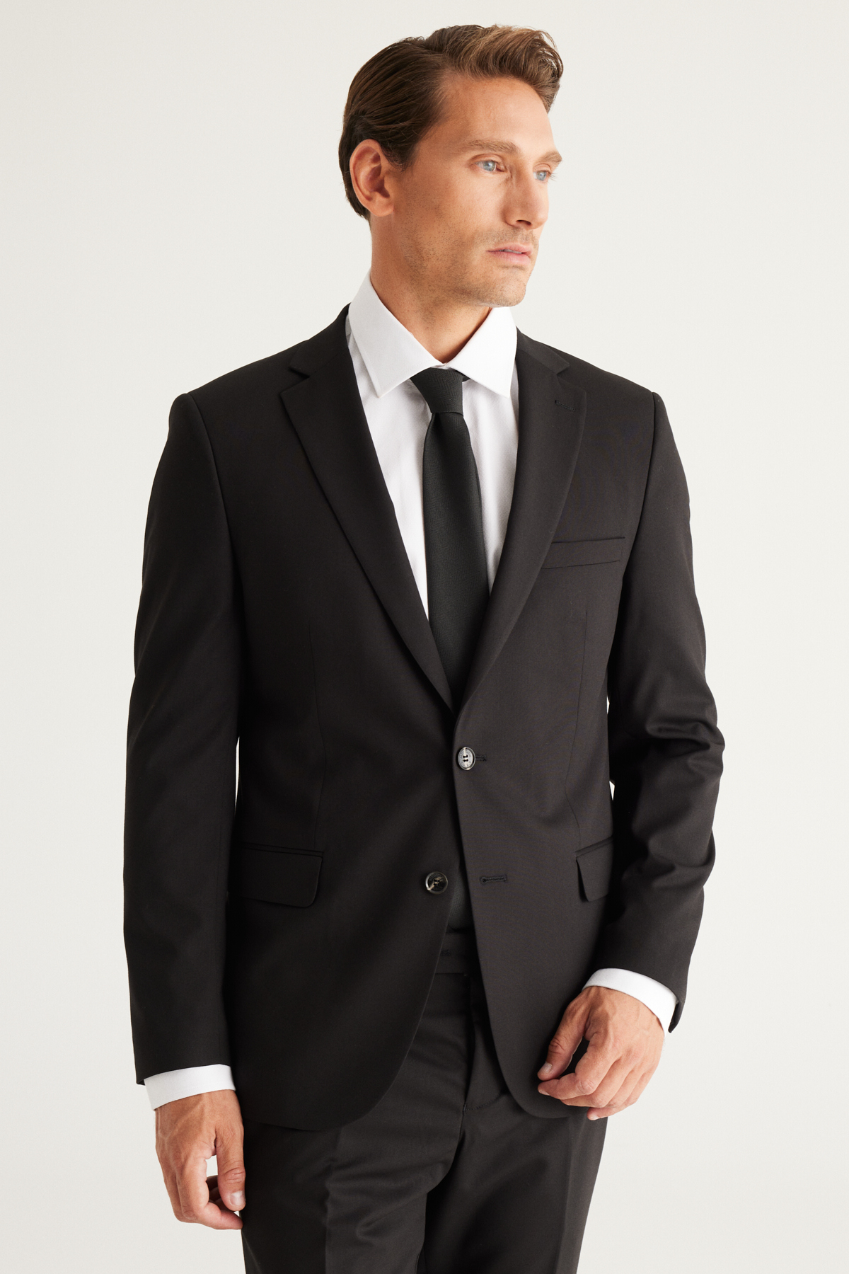 Levně ALTINYILDIZ CLASSICS Men's Black Slim Fit Slim Fit Monocollar Suit.