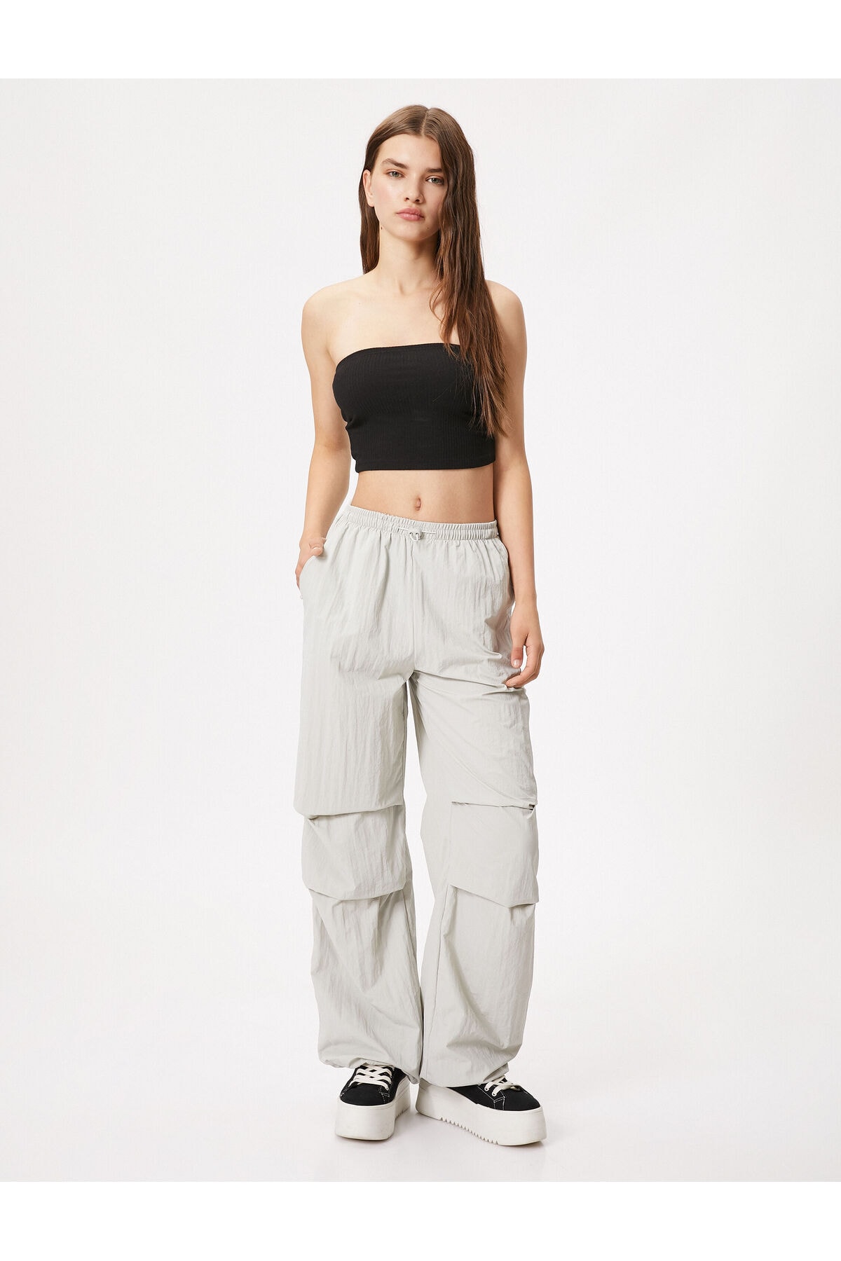 Koton Loose Parachute Trousers with Fold Detail.