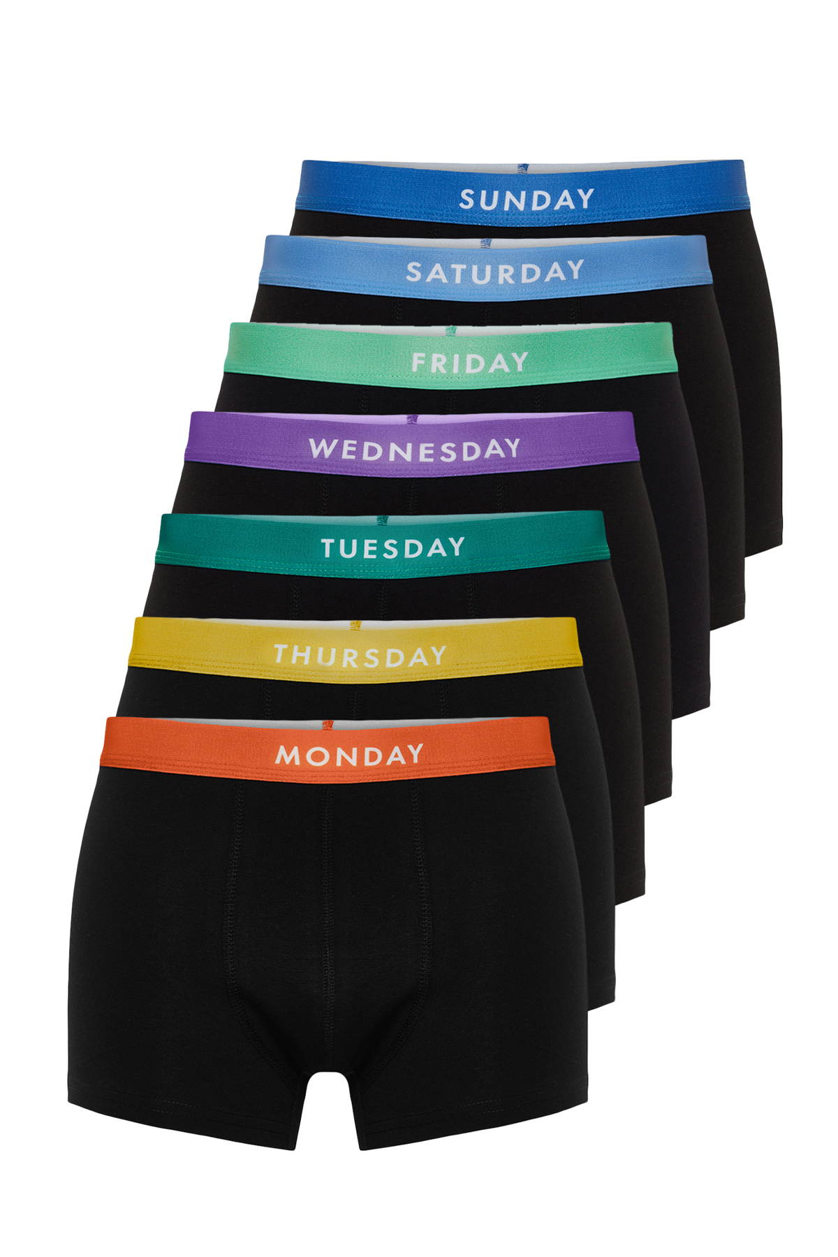 Levně Trendyol Multi Color 7 Pack Days of the Week Elastic Detailed Basic Cotton Boxer