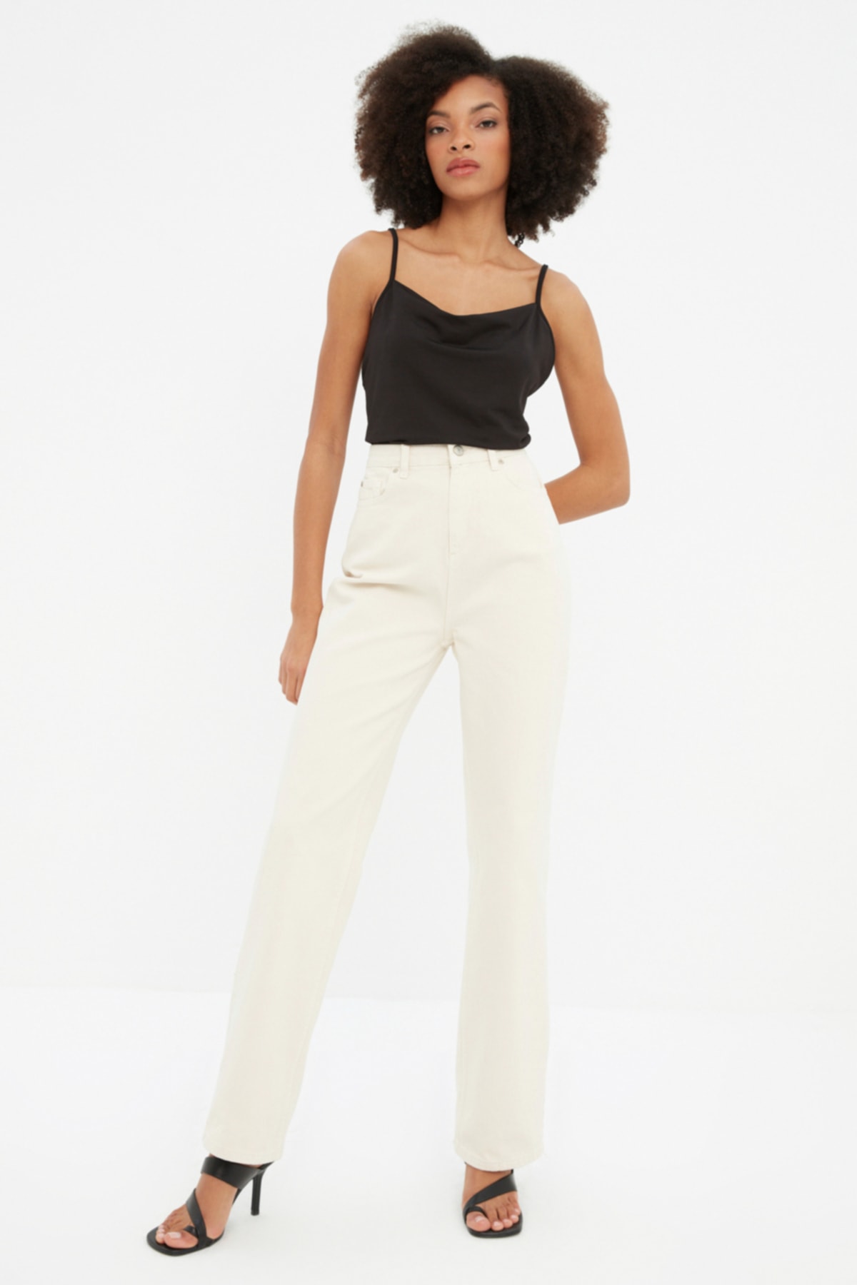 Trendyol Ecru High Waist 90's Wide Leg Jeans