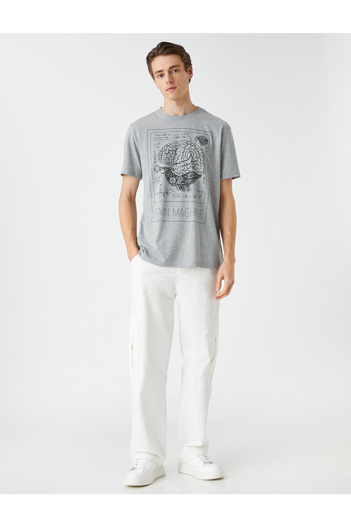 Koton Printed T-Shirt, Crew Neck Short Sleeves, Slim Fit