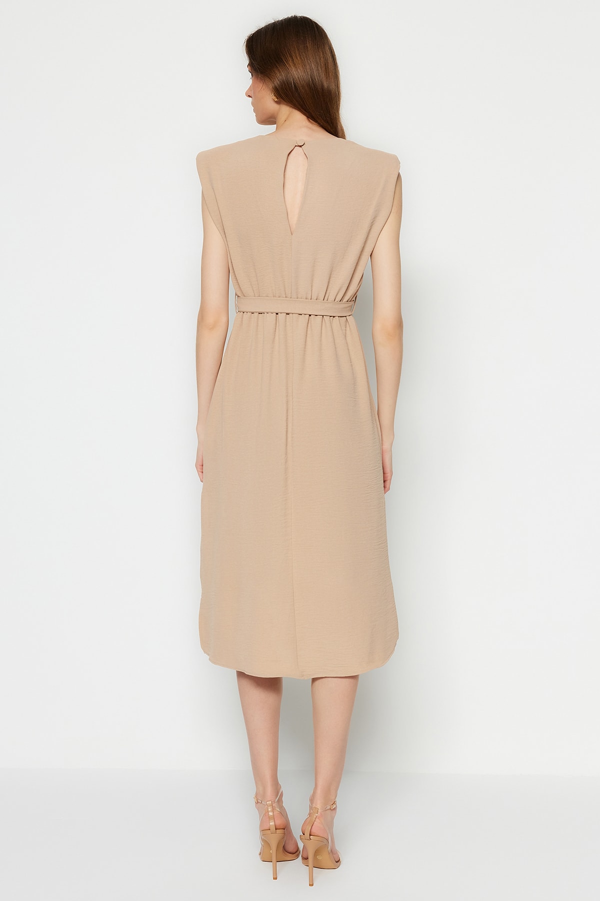 Rochie țesută din piatră Trendyol cu centură midi țesută în talie