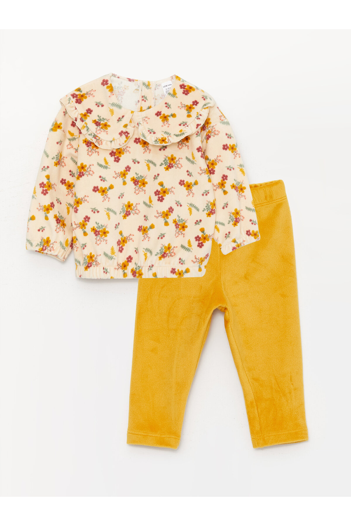 LC Waikiki Baby Girl Collar Long Sleeve Printed Sweatshirt And Leggings 2-Set