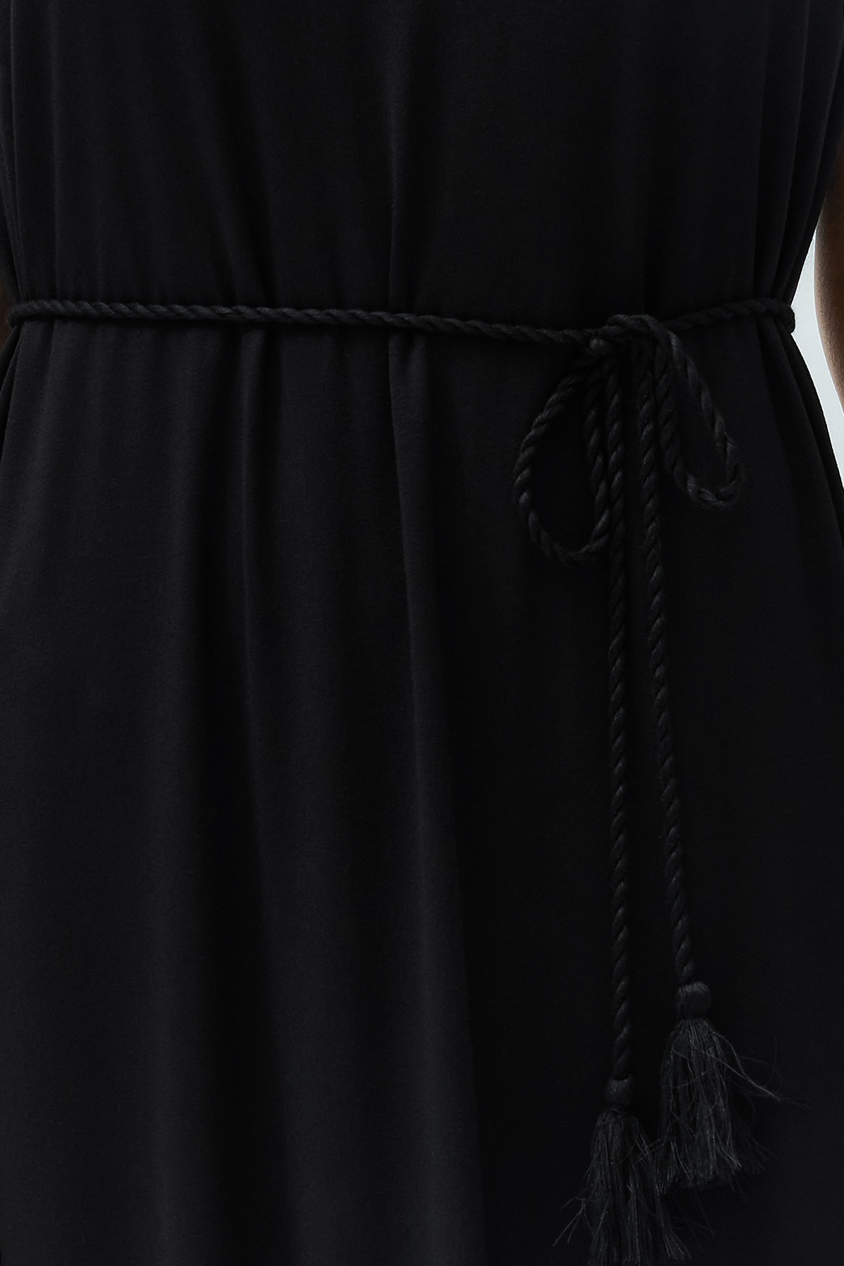 Trendyol Black Maxi Knitted Tie Beach Dress