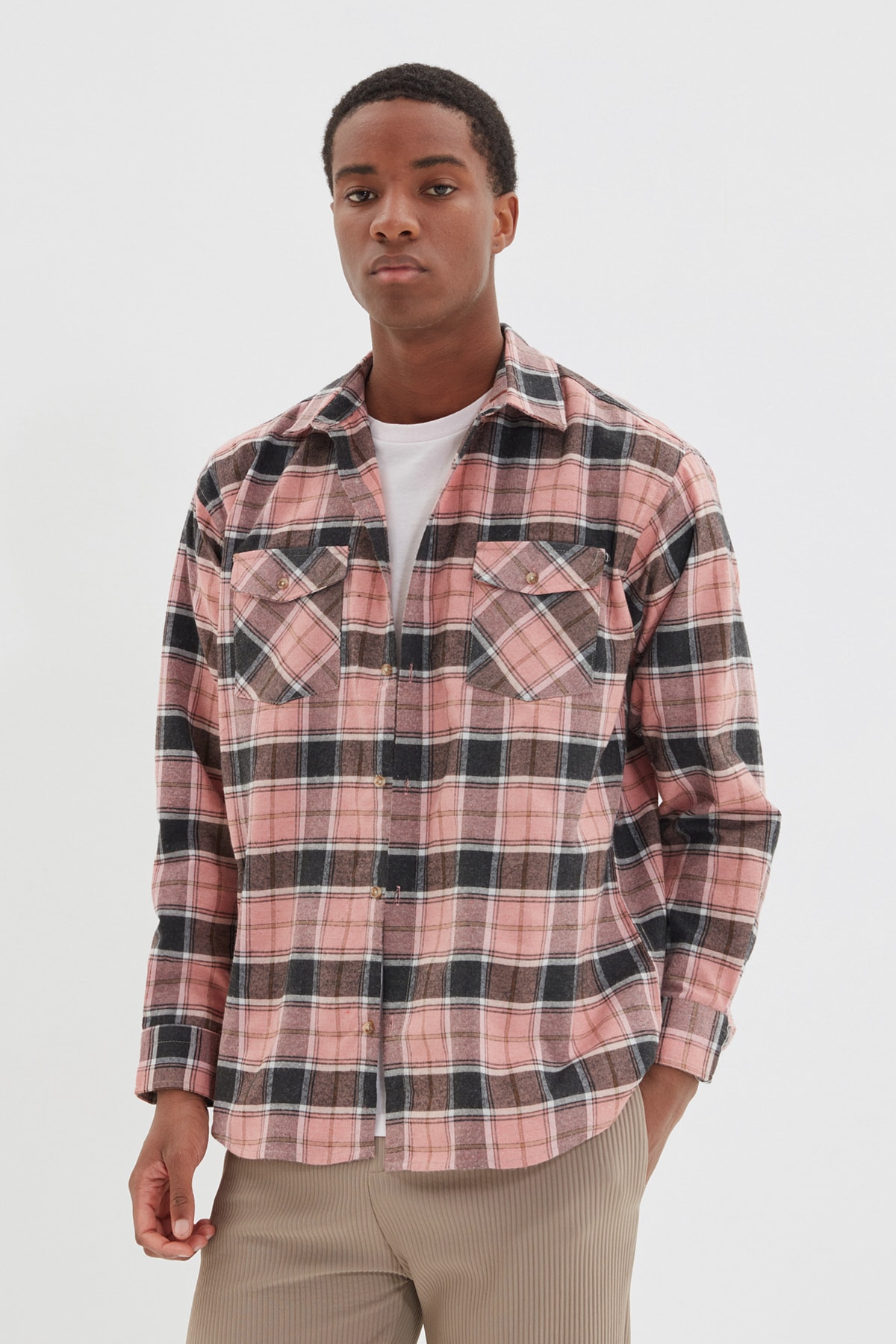 Trendyol Pink Mens Oversize Shirt 