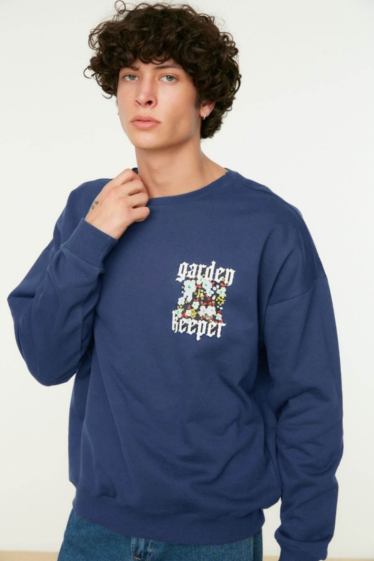 Trendyol Sweatshirt - Dark blue - Oversize