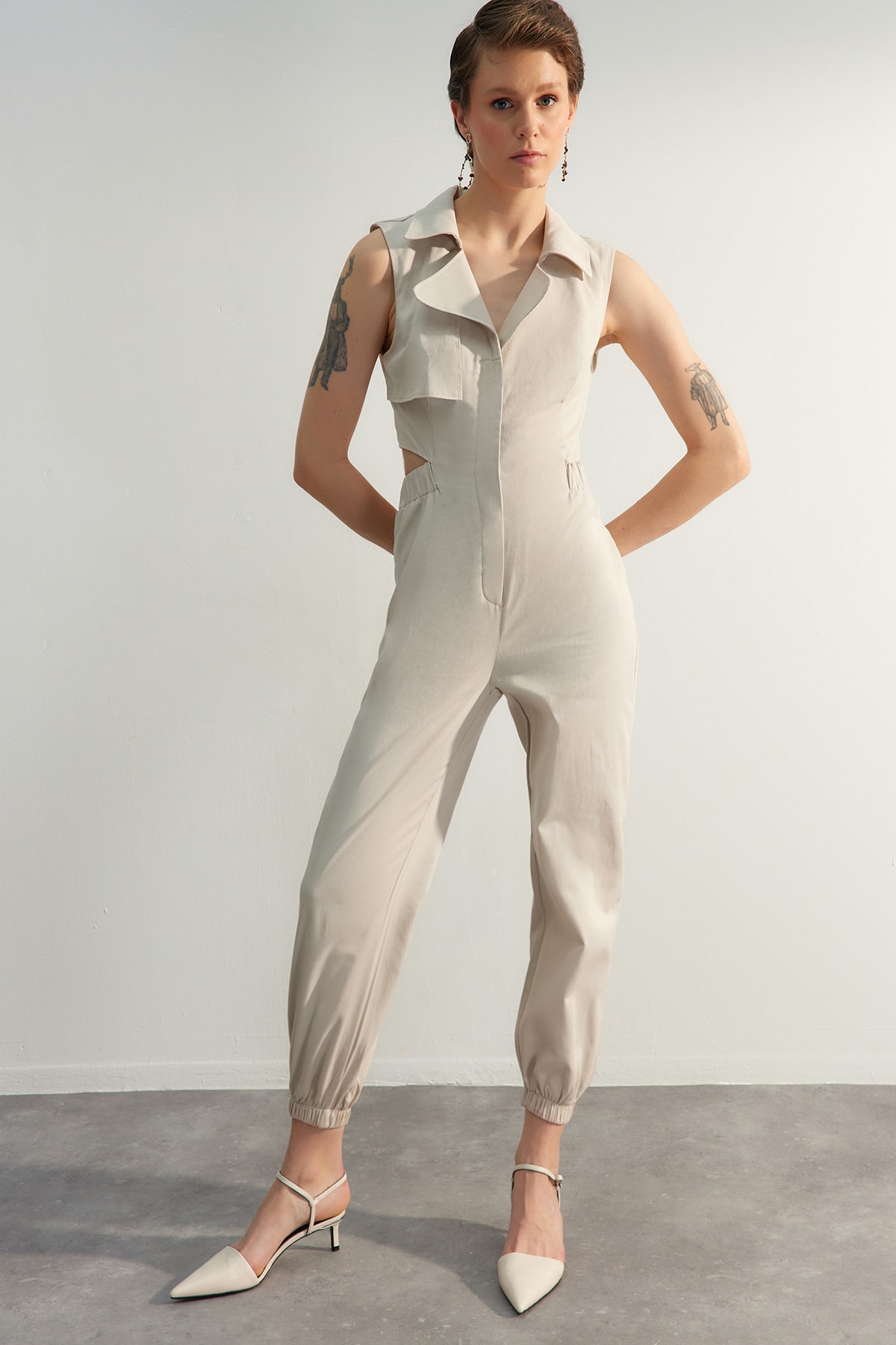 Trendyol Limited Edition Stone Window Detailed Maxi Woven Jumpsuit
