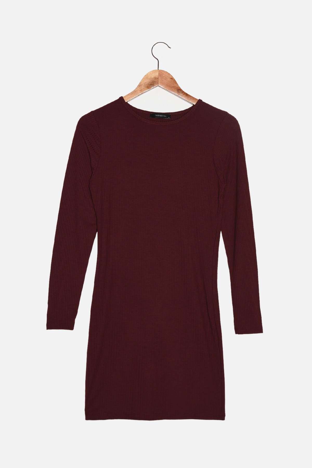 Trendyol Burgundy Petite Ribbed Bodycon Mini Dress