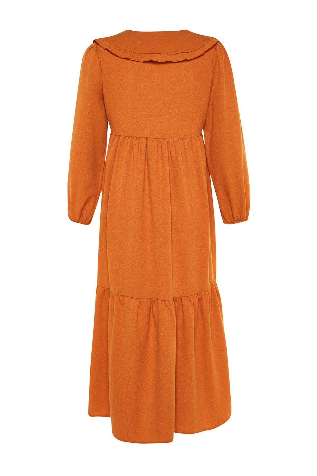 Trendyol Cinnamon Embroidery Detailed Linen Look Woven Dress