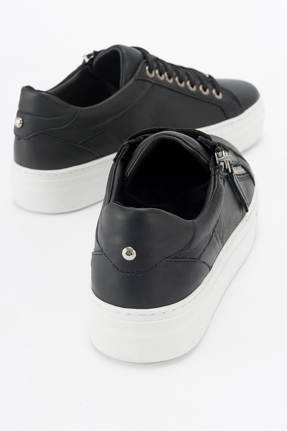 LuviShoes BERLY Black Genuine Leather Women's Sneakers