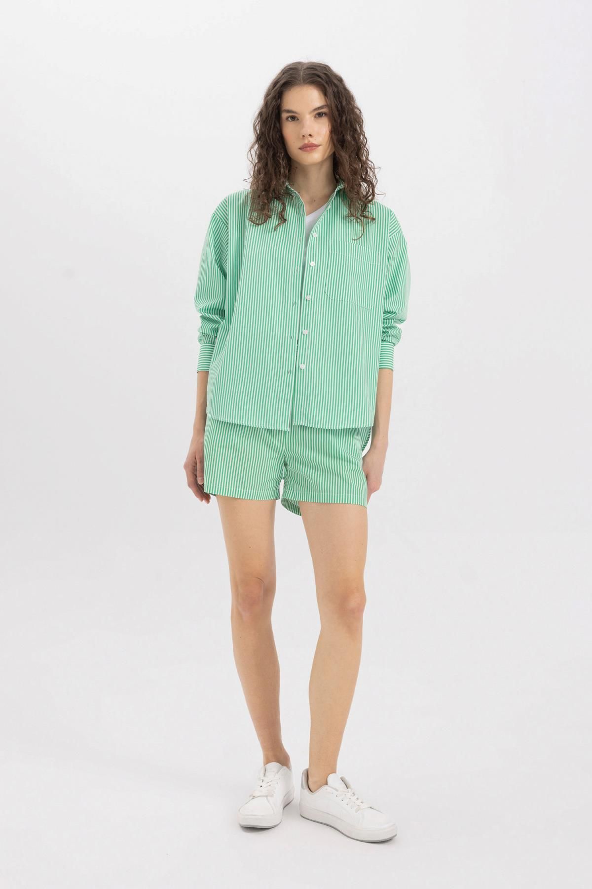 DEFACTO High Waist Short Leg Poplin Shorts