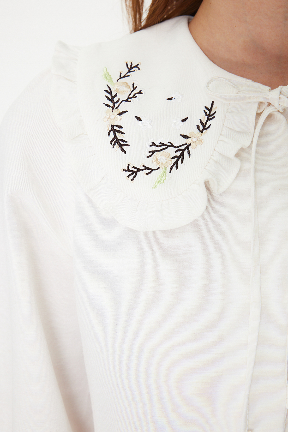 Trendyol Ecru Embroidery Detailed Linen Look Woven Dress