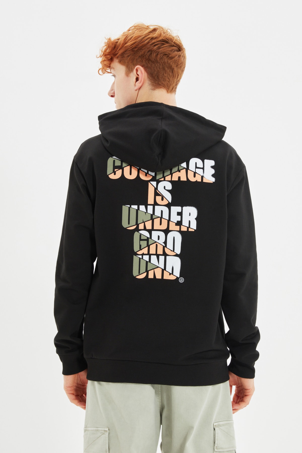 Trendyol Black Regular Fit Hooded Sweatshirt