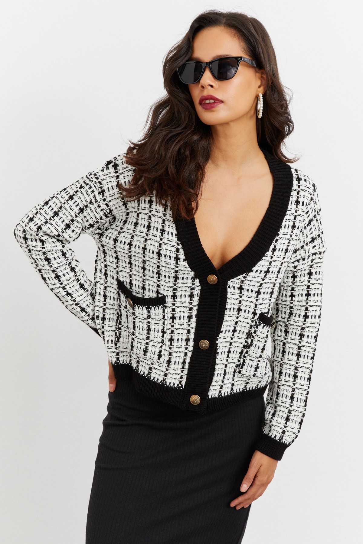 Cool & Sexy Cardigan - Black - Relaxed fit - šedá