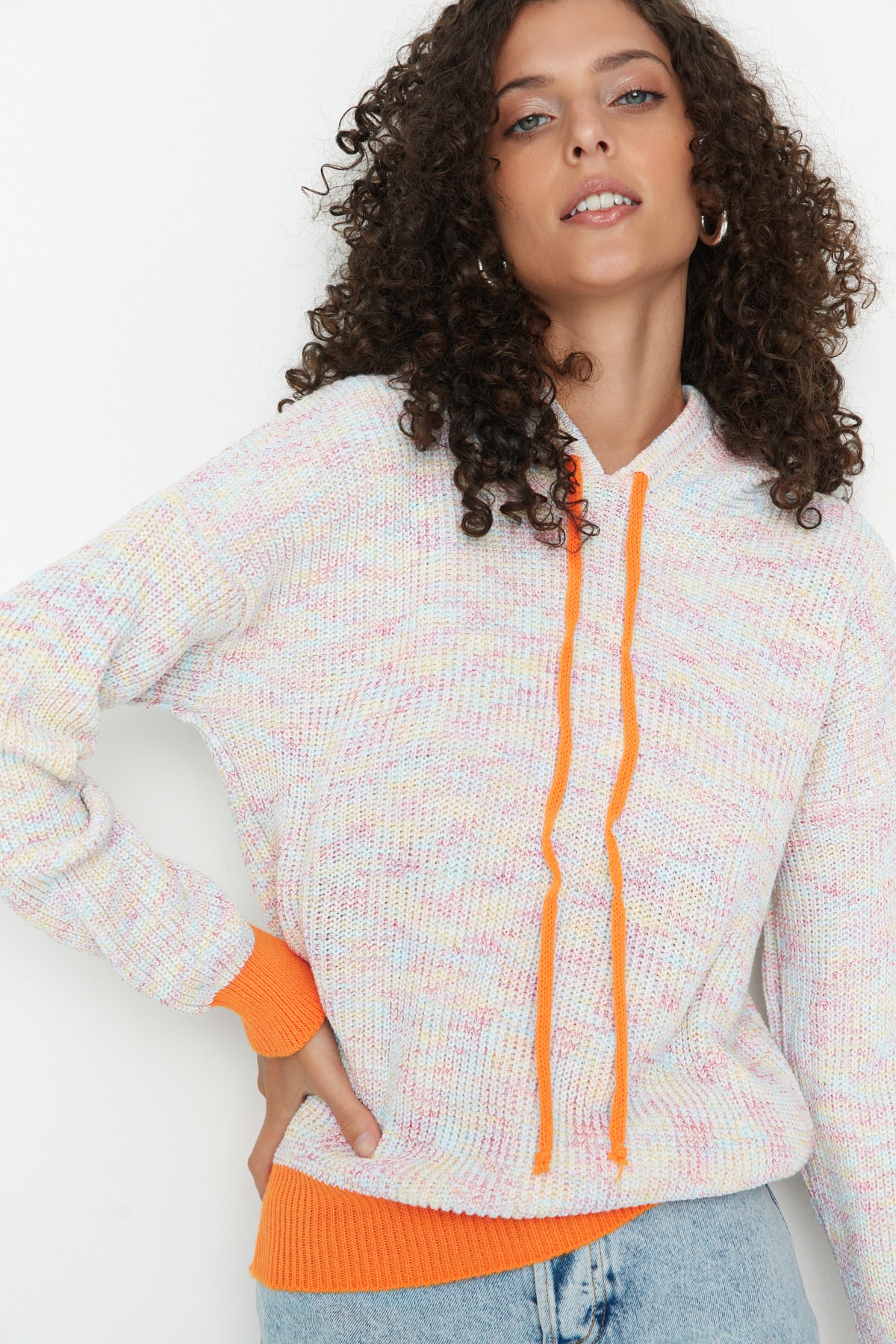 Trendyol Ecru Hooded Knitwear Sweater