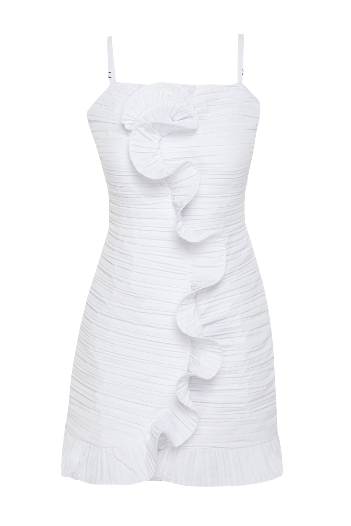 Trendyol Bridal White Rose Detailed Pleated Woven Short Wedding/Wedding Elegant Evening Dress
