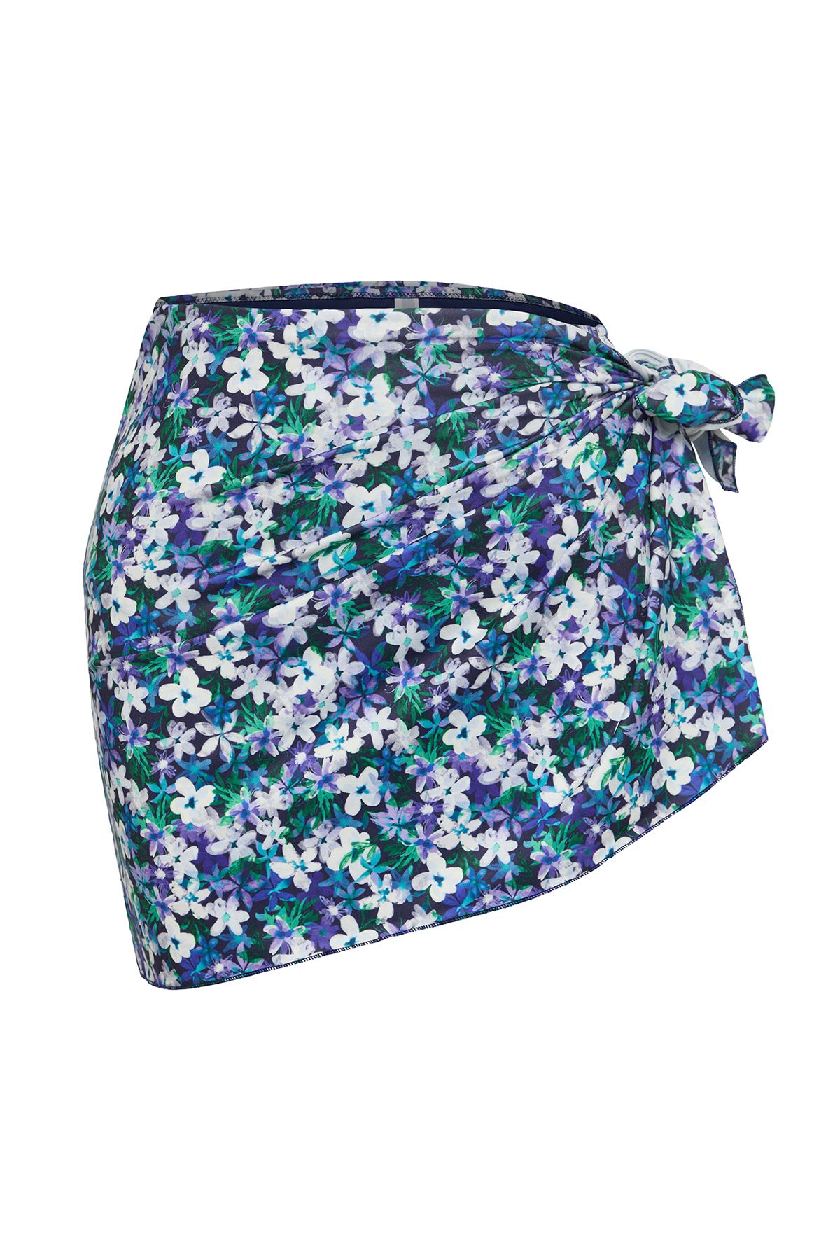 Trendyol Curve Multicolored Floral Patterned Pareo Set of 2 Plus Size Bikini Bottoms