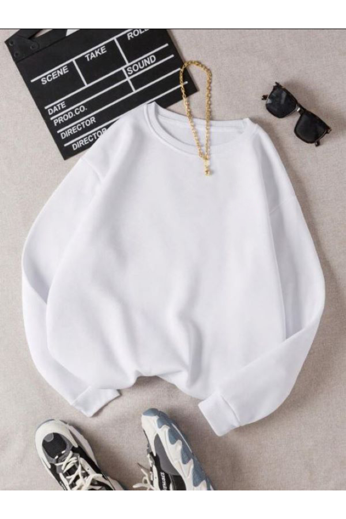 Levně Know Women's White Plain Crew Neck Sweatshirt