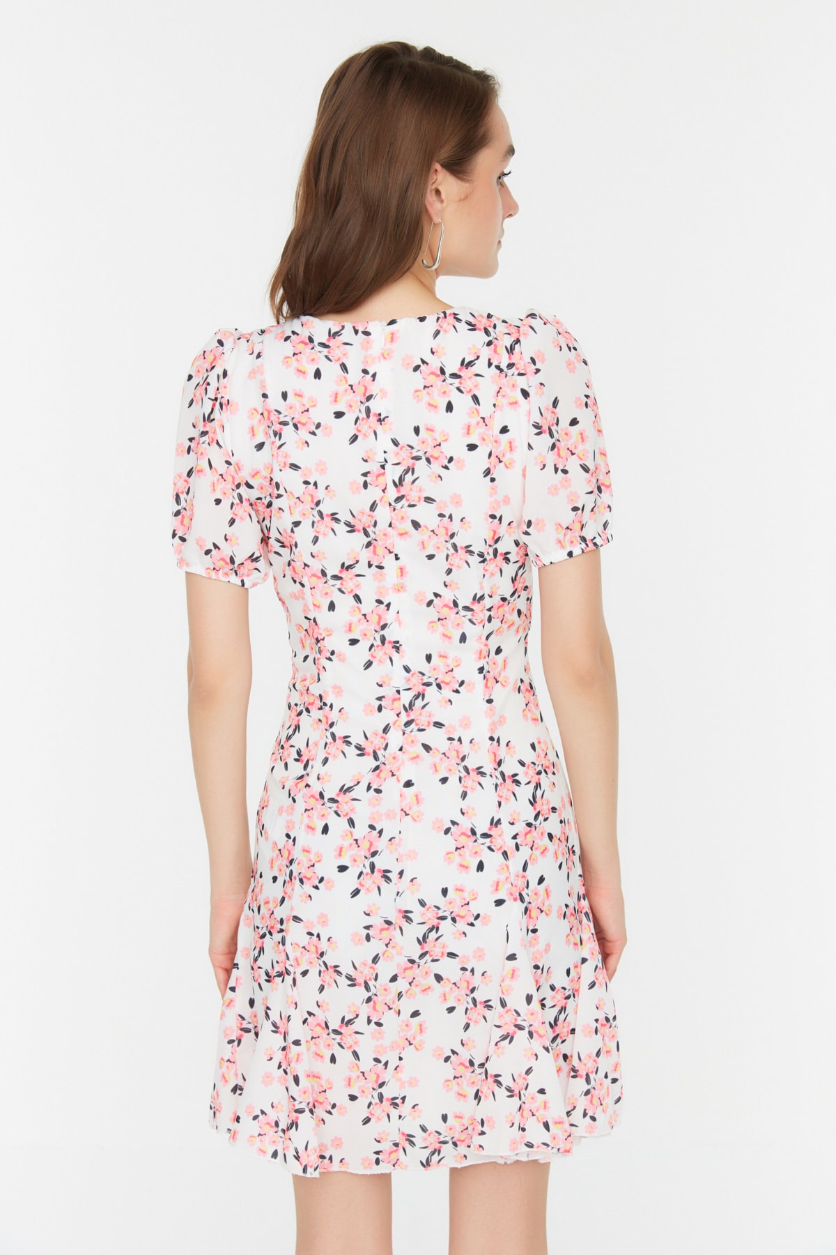 Trendyol Ecru Floral Pattern Woven Dress