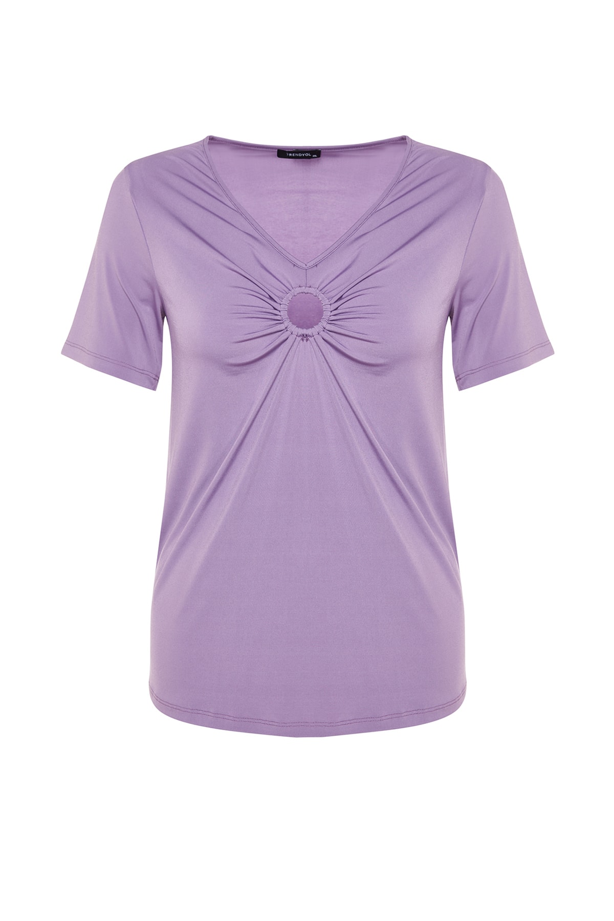 Trendyol Curve Light Purple Knitted Crewneck Cutout Detailed Blouse