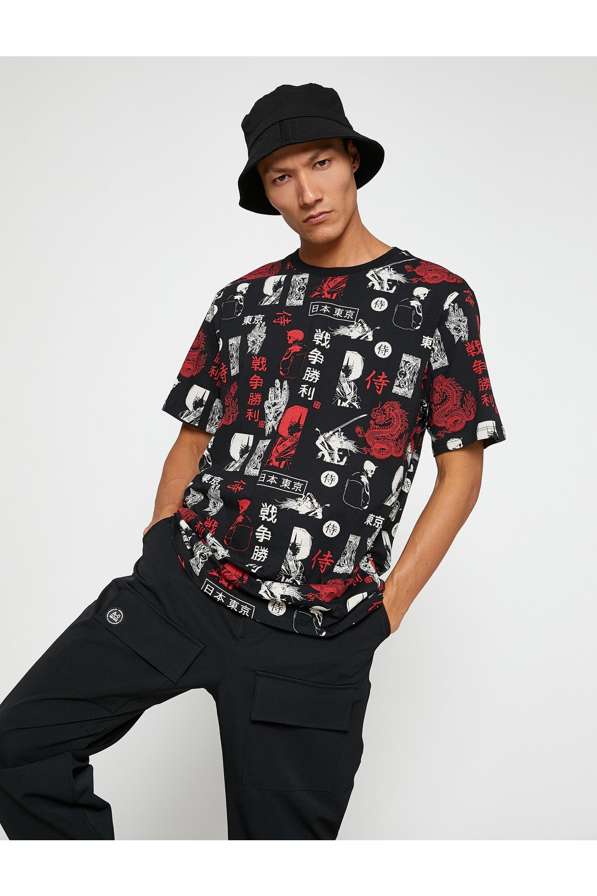 Koton Basic T-Shirt Crew Neck Far East Printed