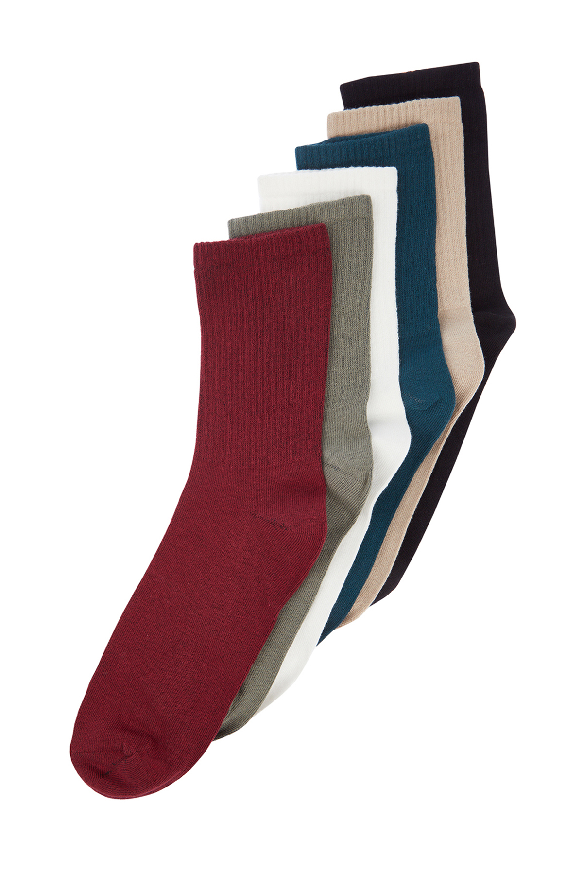Levně Trendyol 6-Pack Multi Color Cotton Solid Color College Socks