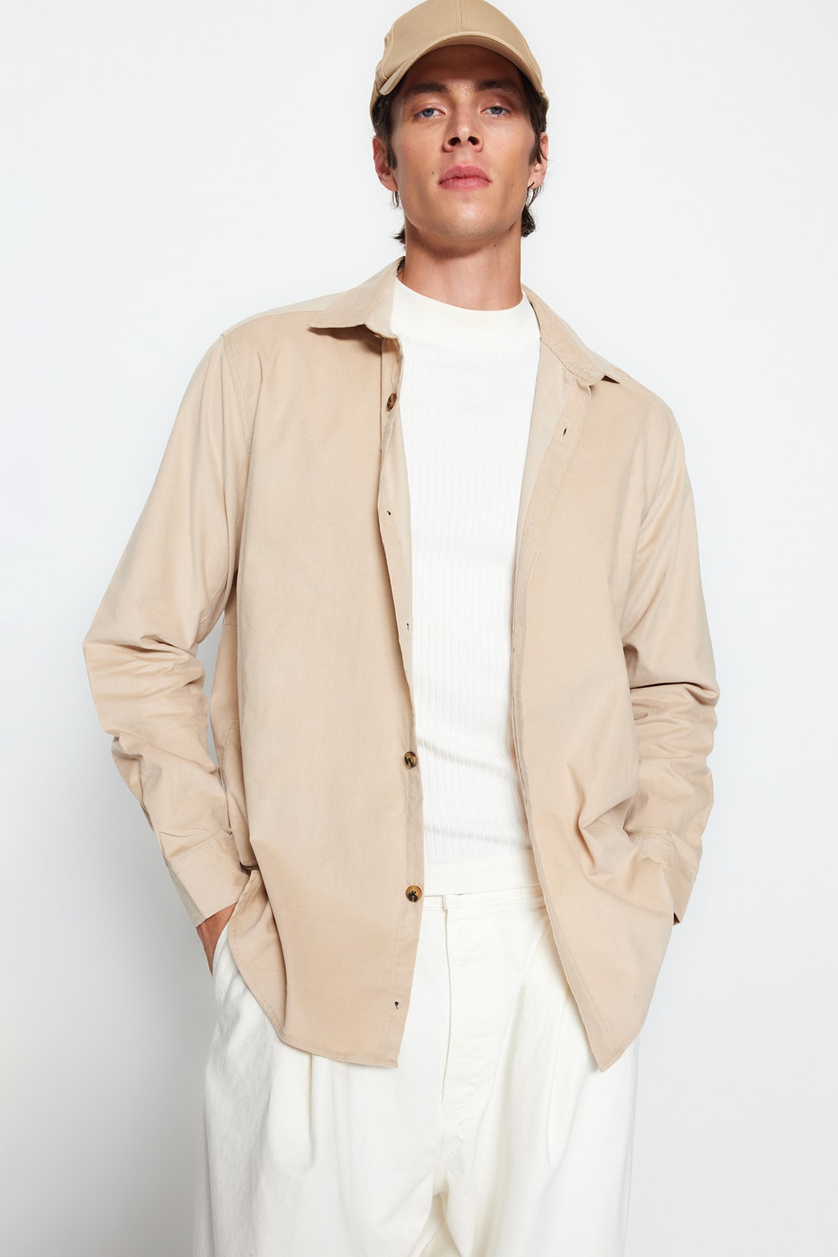 Trendyol Shirt - Beige - Regular fit