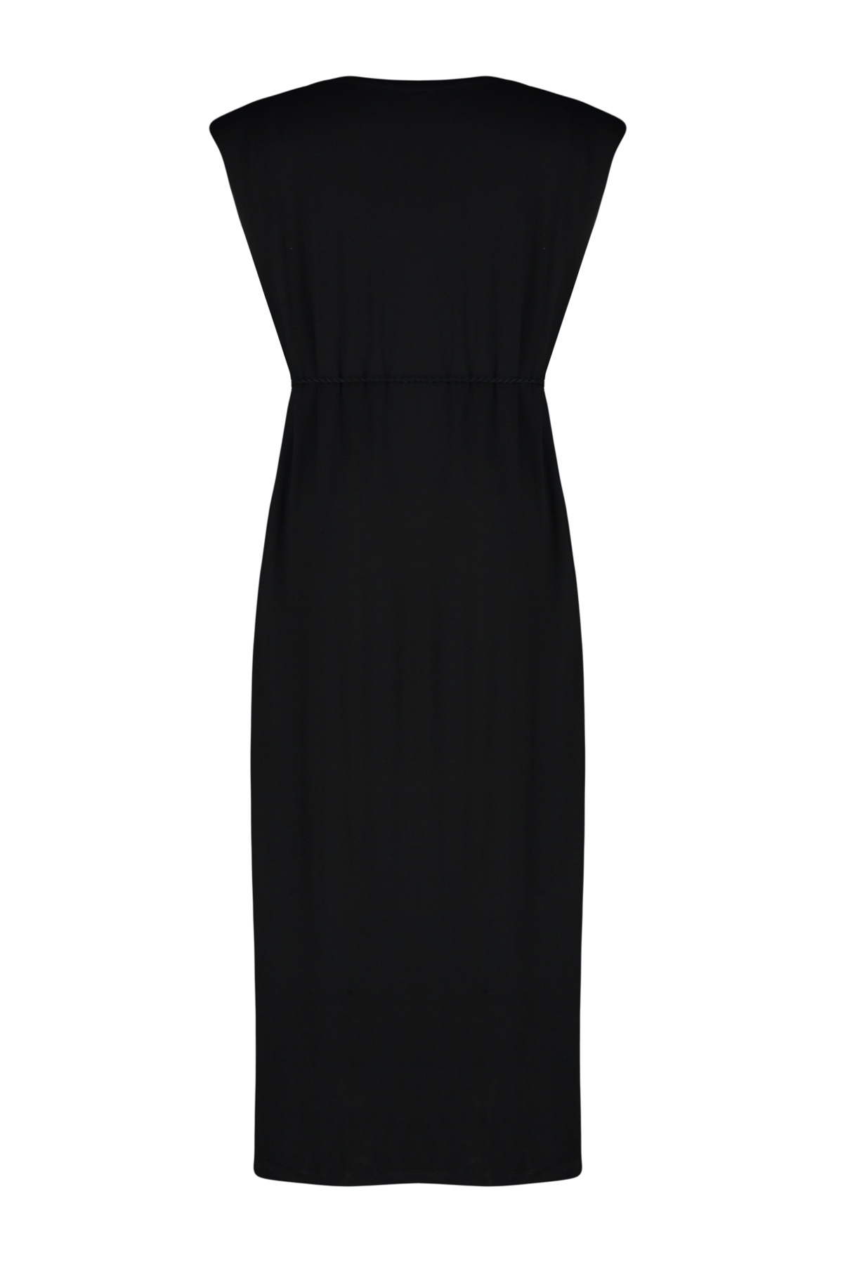 Trendyol Black Maxi Knitted Tie Beach Dress