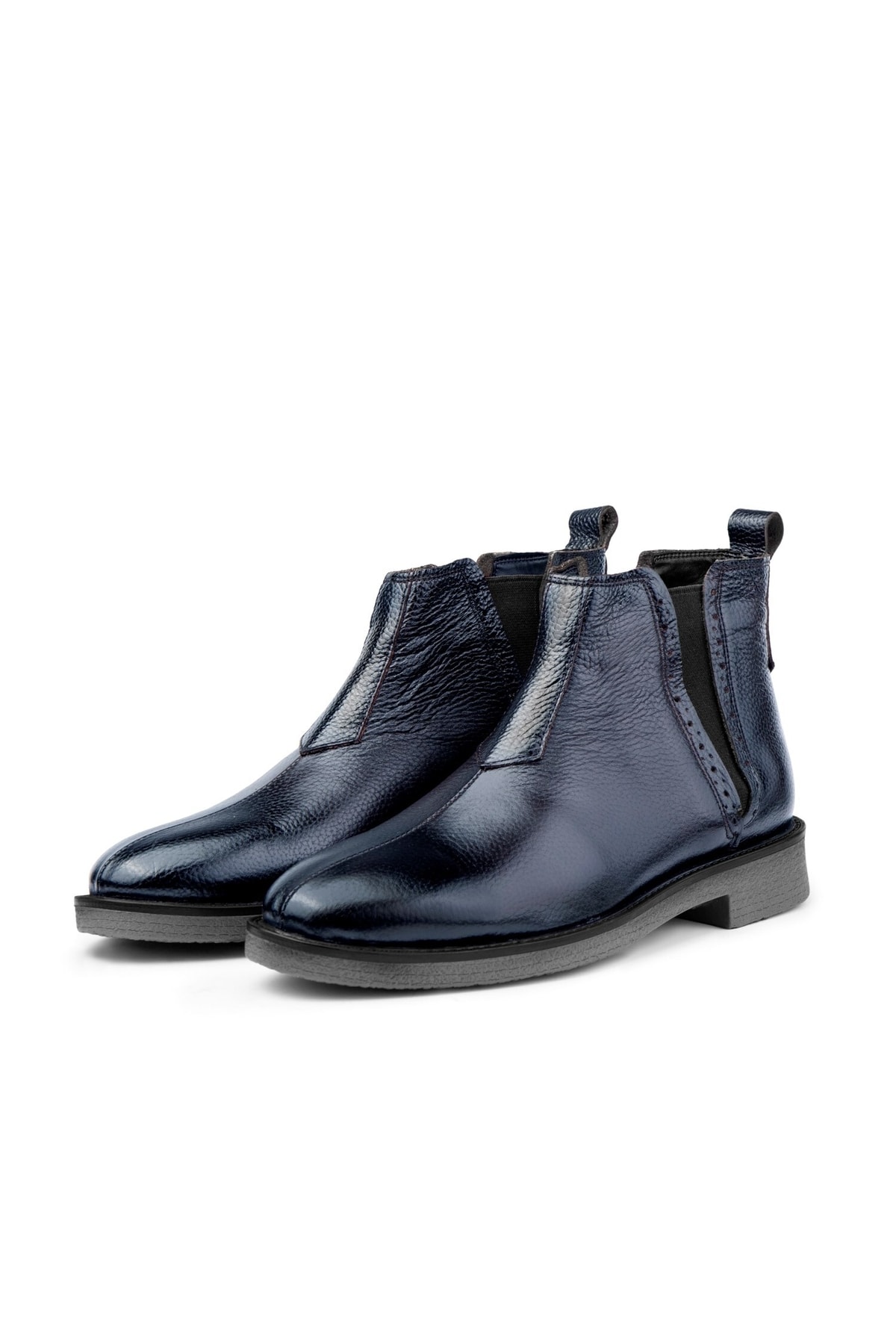 Levně Ducavelli Leeds Genuine Leather Non-Slip Sole Chelsea Daily Boots Navy Blue