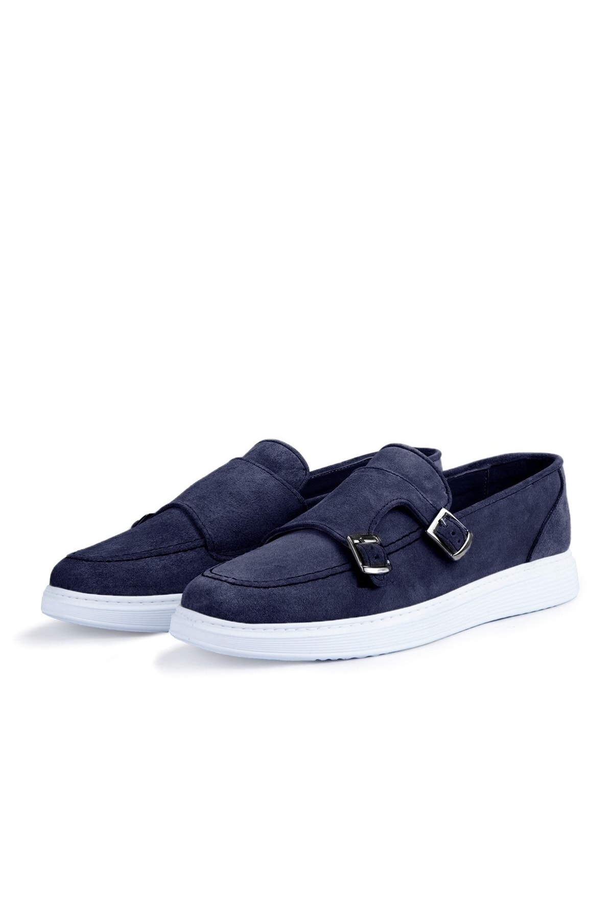 Levně Ducavelli Airy Genuine Leather & Suede Men's Casual Shoes, Suede Loafers, Summer Shoes Navy Blue.