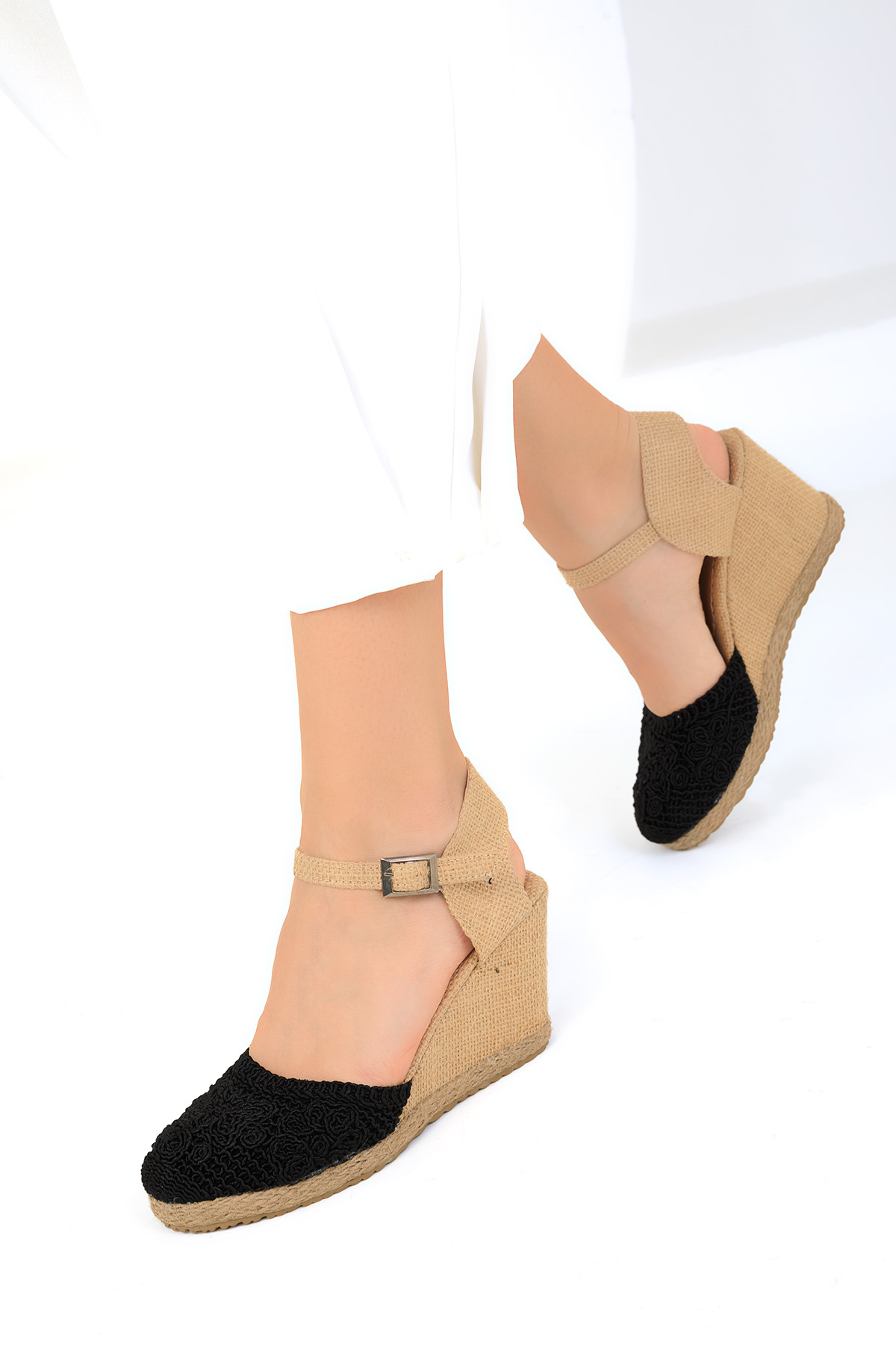 Soho Women's Black Wedge Heels 19005