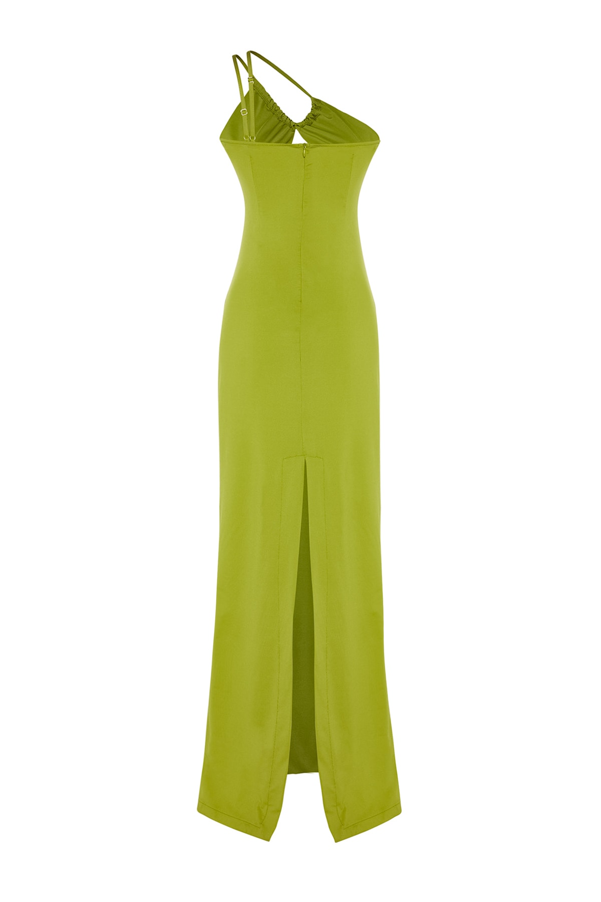 Rochie de seara tricotata cu captusit verde deschis Trendyol cu detaliu la fereastra/decupaj