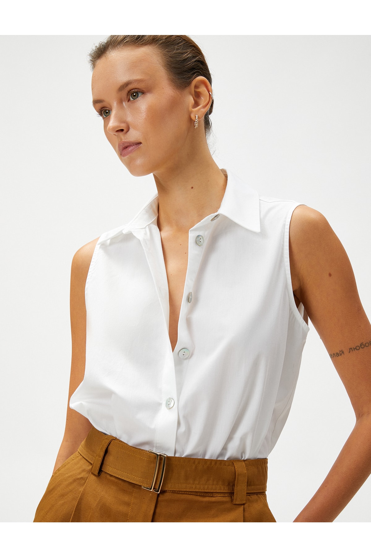 Koton Sleeveless Shirt Buttoned Cotton