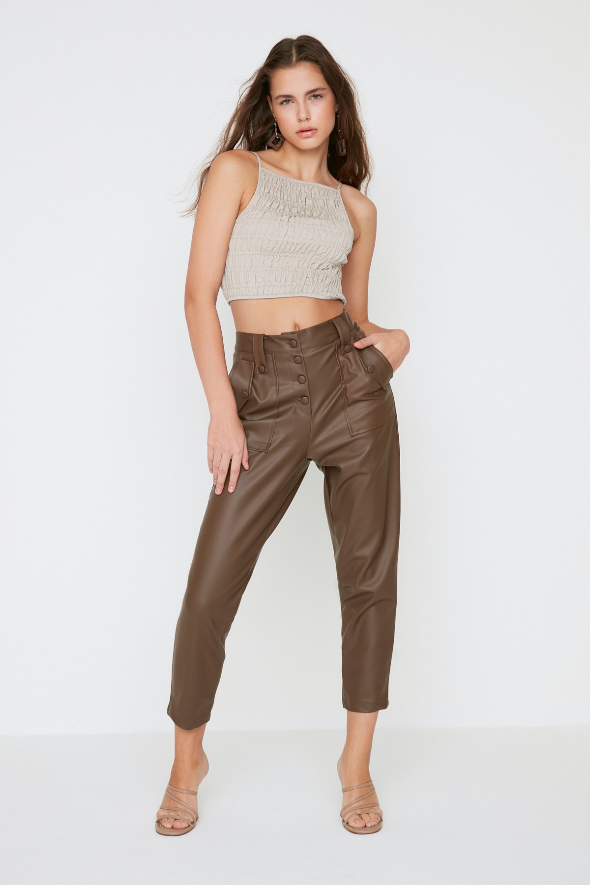 Dámske nohavice Trendyol TWOAW22PL0083/OIL