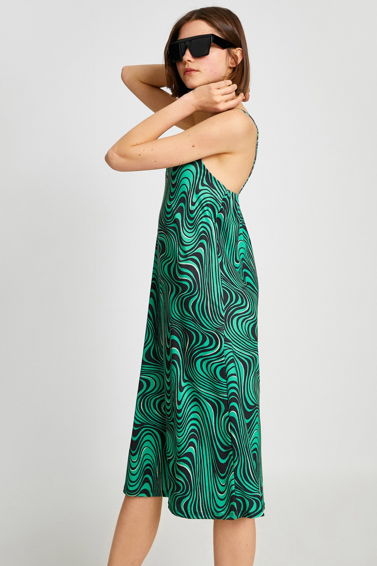 Koton Dámske zelené vzorované šaty