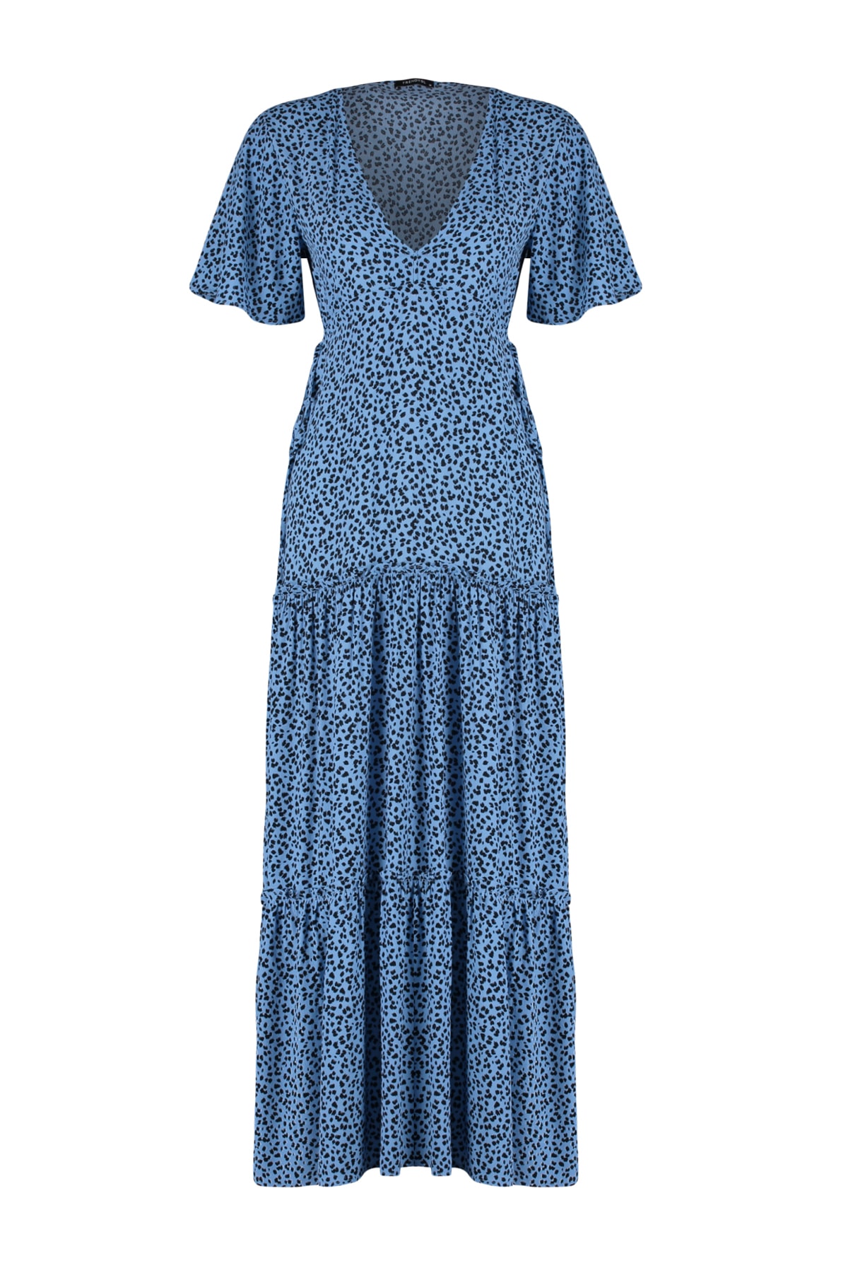 Rochie țesută Trendyol Blue V-Neck Printed Relaxed Fit