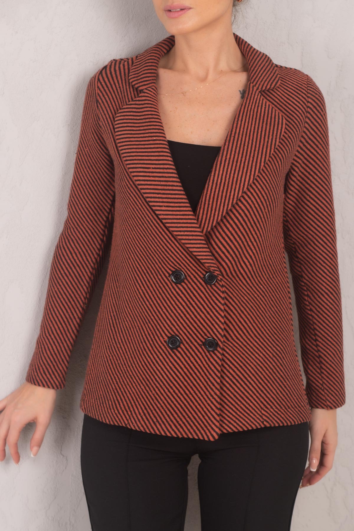 Levně armonika Women's Tile Line Patterned Four Button Cachet Jacket
