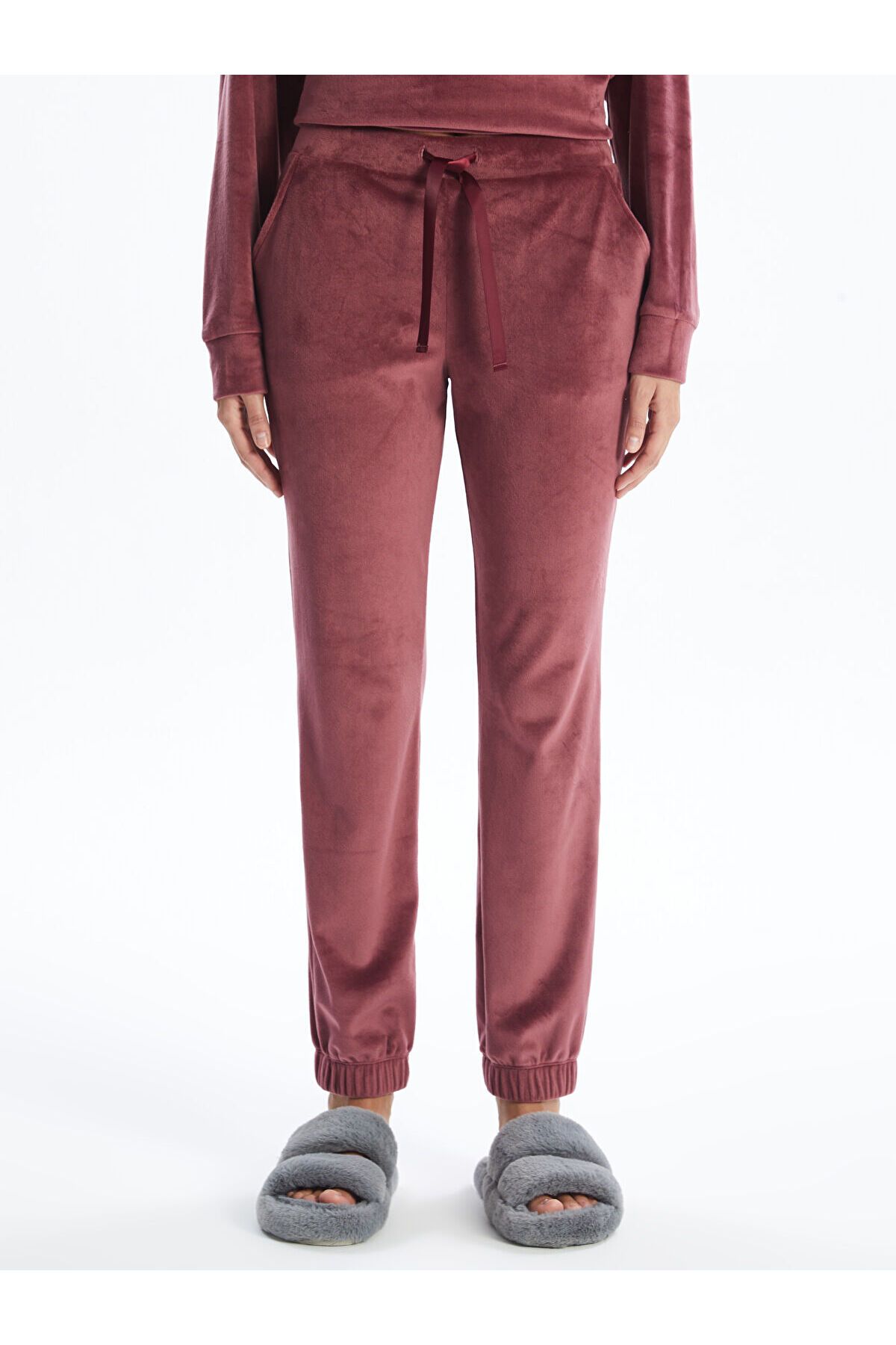 LC Waikiki Lcwk Elastic Waist Plain Velvet Women&#039;s Jogger Pajama Bottoms