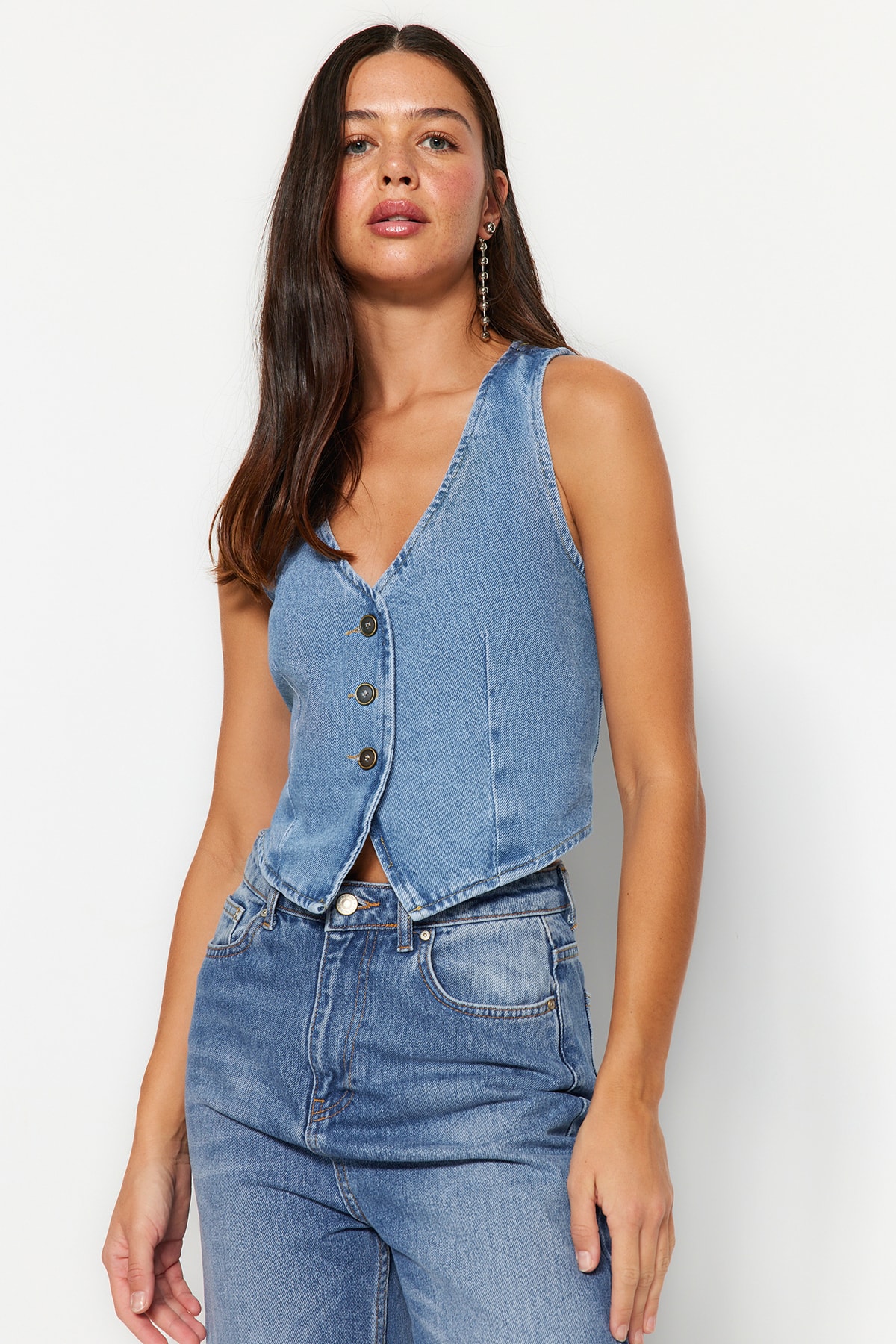 Trendyol Blue Denim Vest