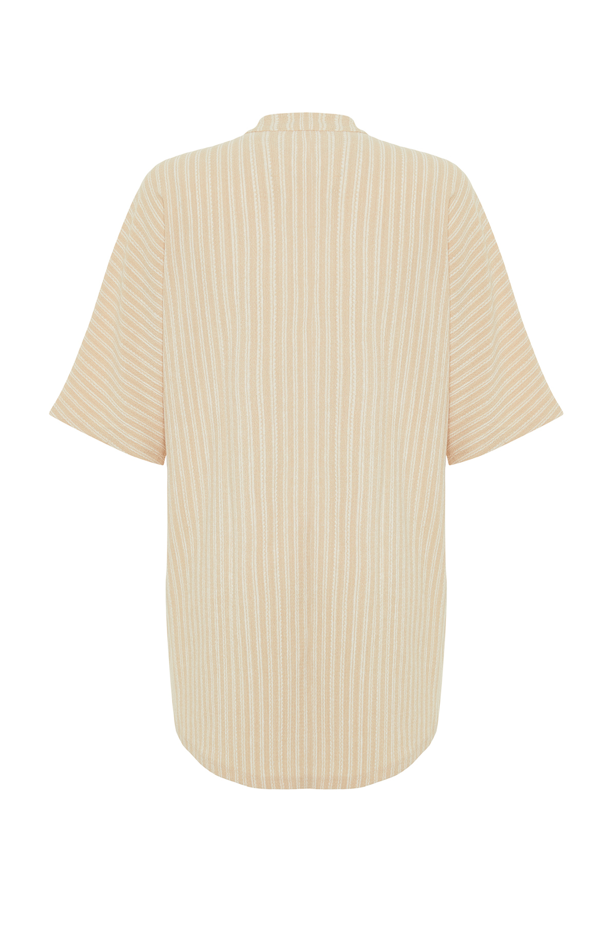 Trendyol Beige Wide Fit Mini Knitted Tied Beach Dress