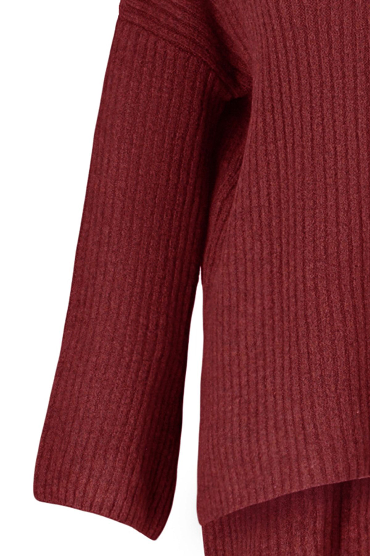 Trendyol Claret Red Wide Fit, pulover tricotaje cu textură moale
